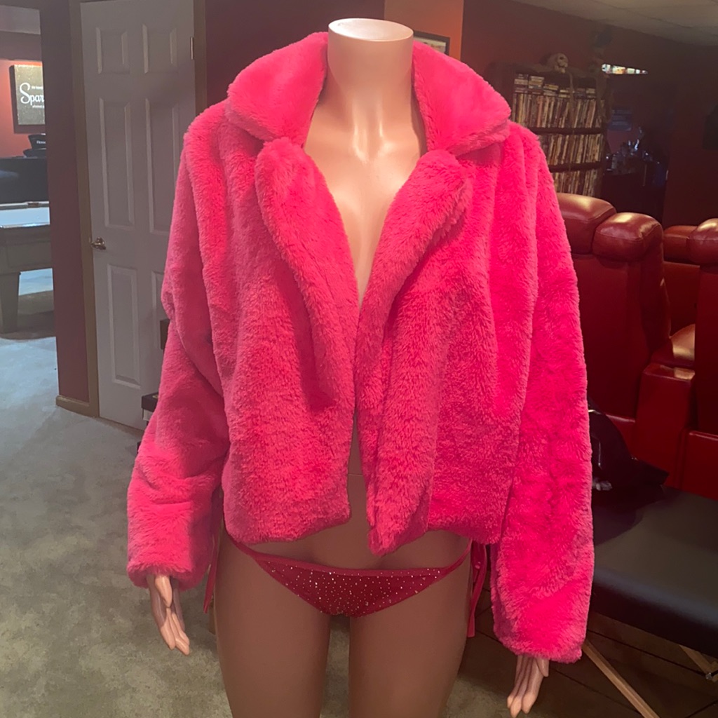 ジャケット・アウター S fur jacket short pink theredthread 2024 Womens Winter New Fur Short Coat Lapel Collar Fashion